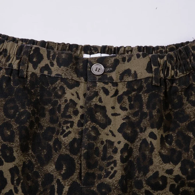 Hot Trendy Men's Summer 100% Cotton Cargo Shorts Leopard Camouflage Multi-Pocket Mid Loose Casual Straight Sports Shorts