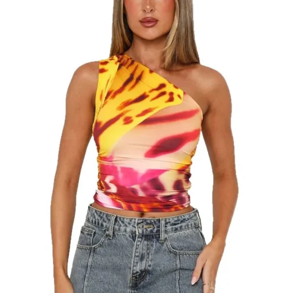 Summer New European and American Style Sexy Off-Shoulder Sleeveless Pleated Slimming Women's Bralette Camisole - Image 5