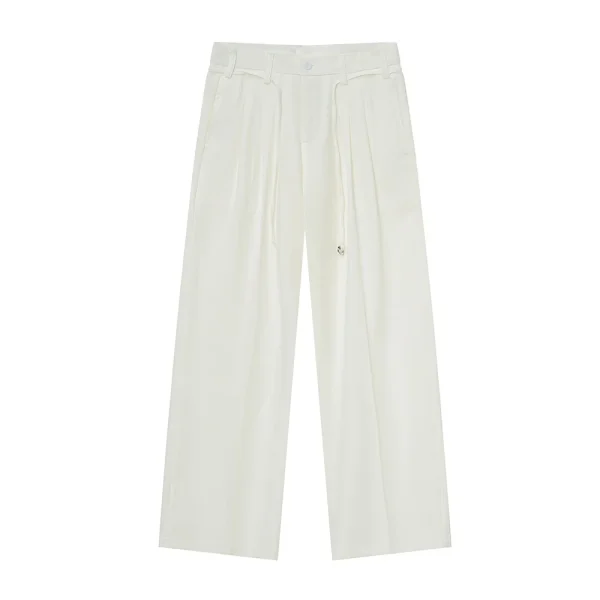 2025 Autumn New Men's Luxury Korean Casual Pants High-End Pure Color Draped Straight-leg Mid Trendy Loose Dress Pants - Image 5