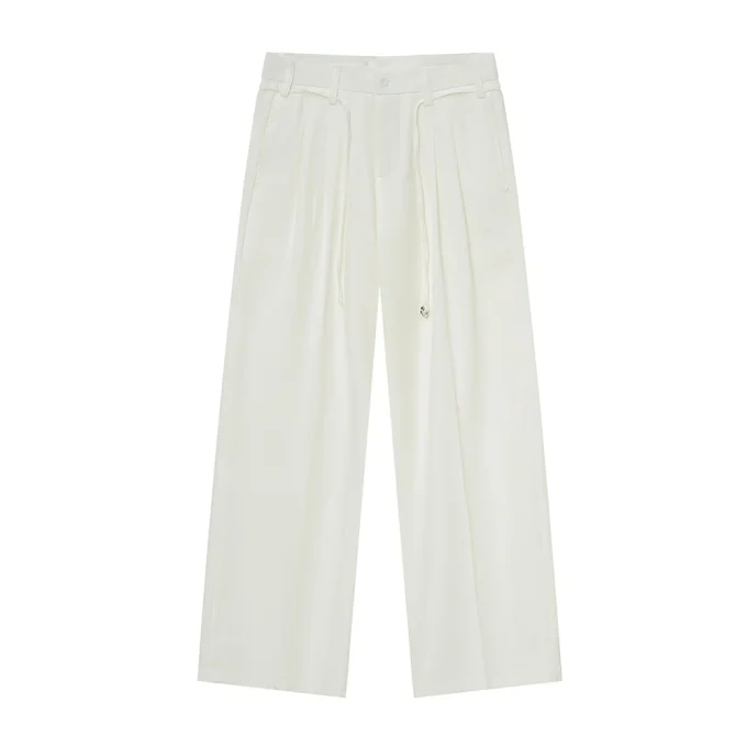 2025 Autumn New Men's Luxury Korean Casual Pants High-End Pure Color Draped Straight-leg Mid Trendy Loose Dress Pants - Image 5