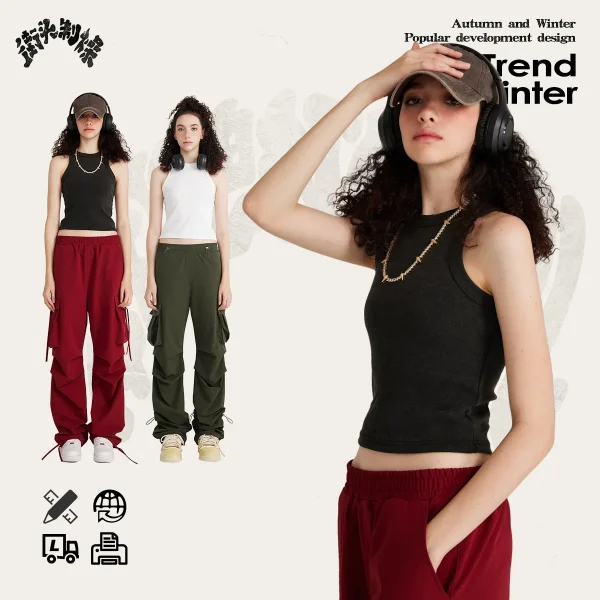 Hot girl heavy industry washing short style on the outside, slim Kendou vest trendy women's inner vest - Image 3