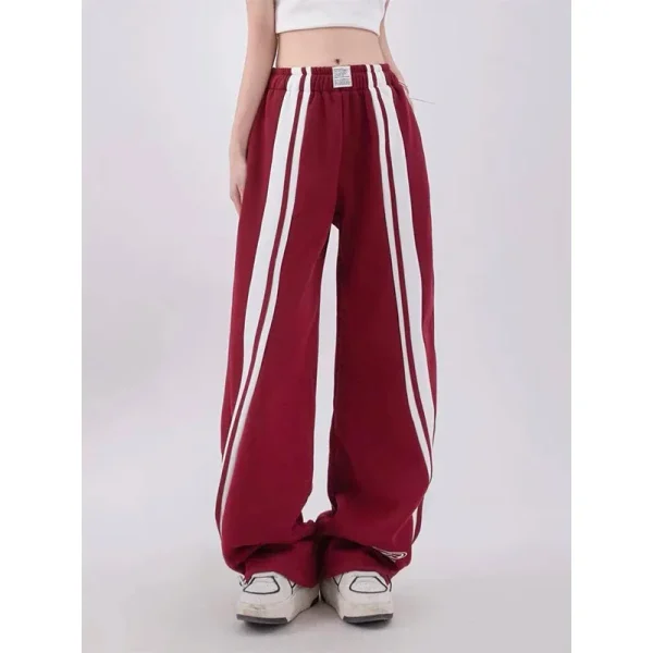 Harajuku Style Street Hip-Hop Jogging Pants Breathable High Waist Casual Loose Fit with Flat Front and Zipper Fly for Summer