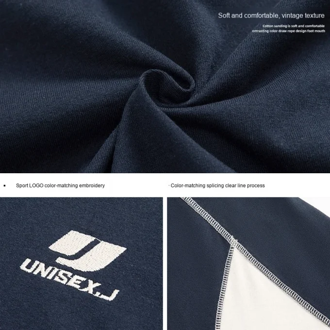 American Trendy Men's Retro Embroidered Pure Cotton Short-Sleeved T-Shirt Summer New Contrast Color Topstitch 240 Grams