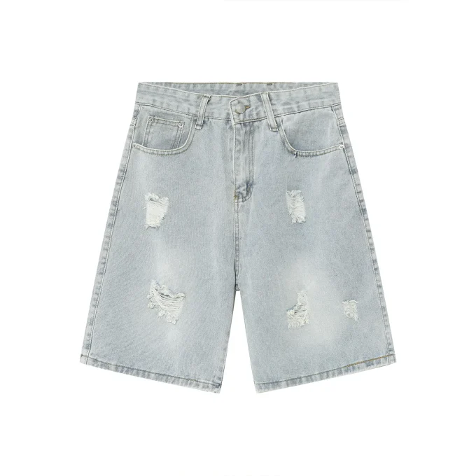 Hot Sale Fashion Baggy Denim Men's Short Soft Casual Hole Oversized Man's Jeans for Summer