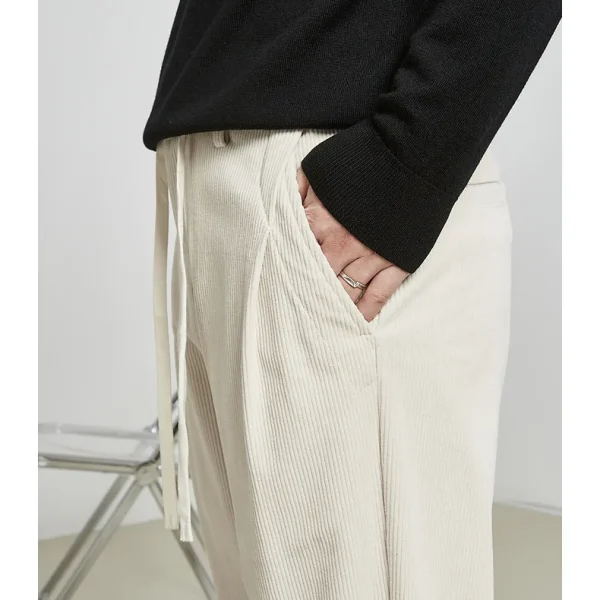 Chino Pants Men High Quality Anti-Wrinkle Corduroy Pants With Drawstring