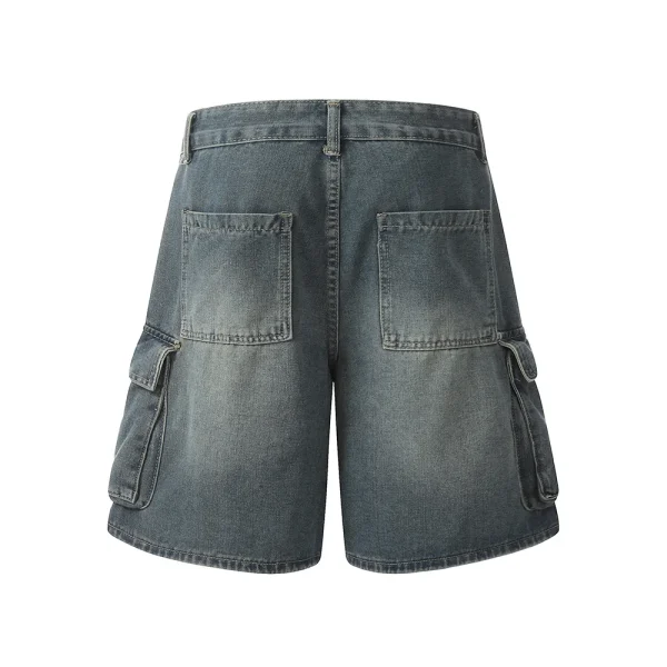 Autumn and Summer New Loose Wide-leg Korean Style Retro Shorts Jeans Men's Size - Image 2
