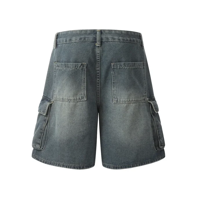 Autumn and Summer New Loose Wide-leg Korean Style Retro Shorts Jeans Men's Size