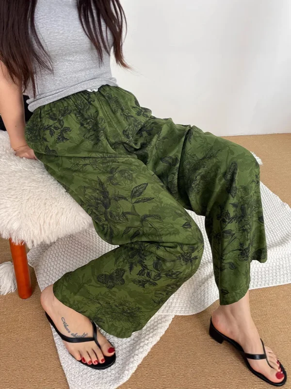 Women's New Summer  Pants Thin Wide-Leg Beach Pants Casual Walk Nine-Point Pants in Large Size - Image 6