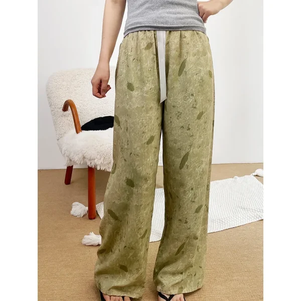 Women's New Summer  Pants Thin Wide-Leg Beach Pants Casual Walk Nine-Point Pants in Large Size