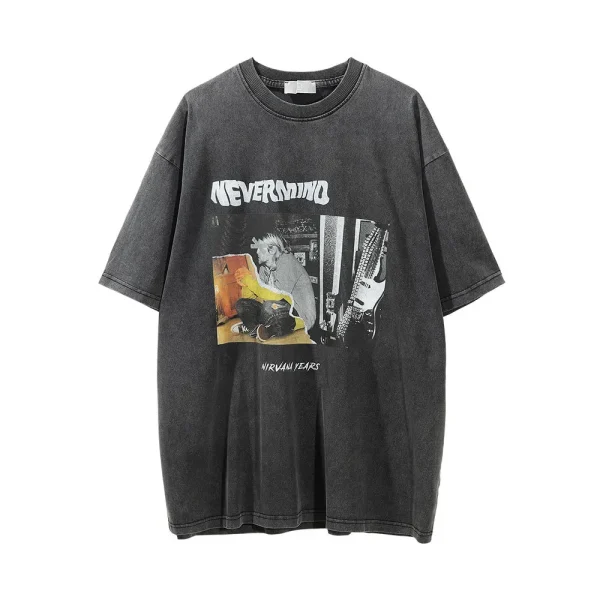 Design High Street Vintage Men T Shirt Letter Short Sleeve  T-shirt Cotton Casual and Simple Men's T-Shirt
