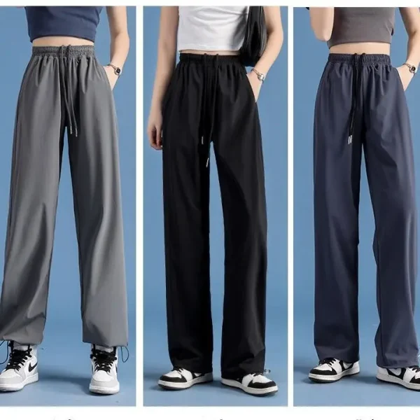 Women's Summer Thin Loose High Waist Wide-Leg Pants Casual Versatile with Elastic Decoration Sun Protection - Image 2