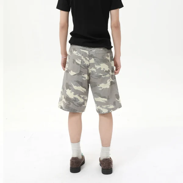 2025 Men's Summer  Camouflage Shorts Loose Wide-Leg Casual Denim Shorts Versatile Washed - Image 4