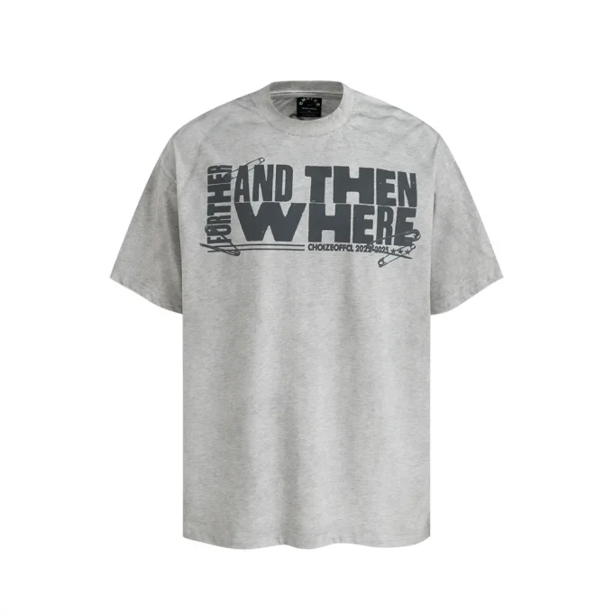 Letter Pattern Printed Men's T-Shirt for Summer Ins Street Style 100% Cotton Short Sleeved Washed Loose Fit Top T-Shirt - Image 5