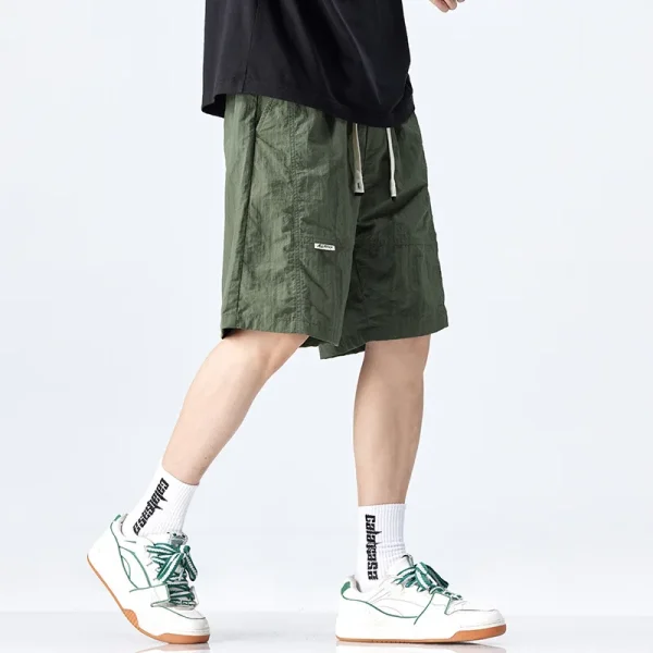 Men's Trendy Loose Sports Denim Cargo Shorts Quick-Dry Five-Point New Ice Silk Cool Solid 100% Polyester Mid Casual - Image 3