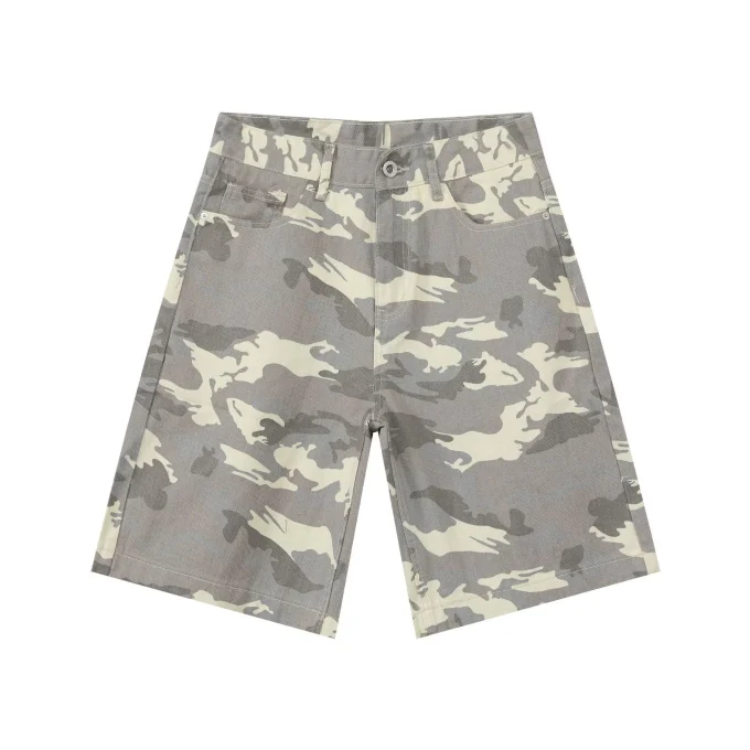 Cowboy Summer New Camouflage Casual Cargo Pants Men Woven Zipper Fly Mid Waist Trendy Workwear and Beach Shorts - Image 5