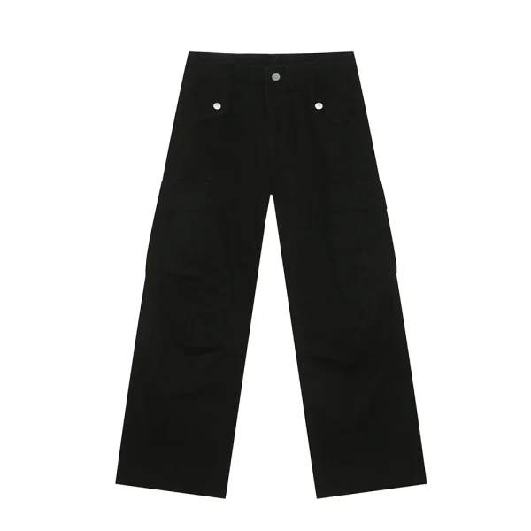 2025 Men's Retro Straight Cargo Jeans Mid Waist Solid Pattern Heavy Craft Washed Denim Fabric Casual Trend for Winter - Image 6