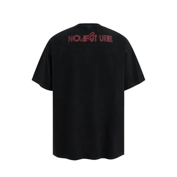 Letter Pattern Printed Men's T-Shirt for Summer Ins Street Style 100% Cotton Short Sleeved Washed Loose Fit Top T-Shirt - Image 2