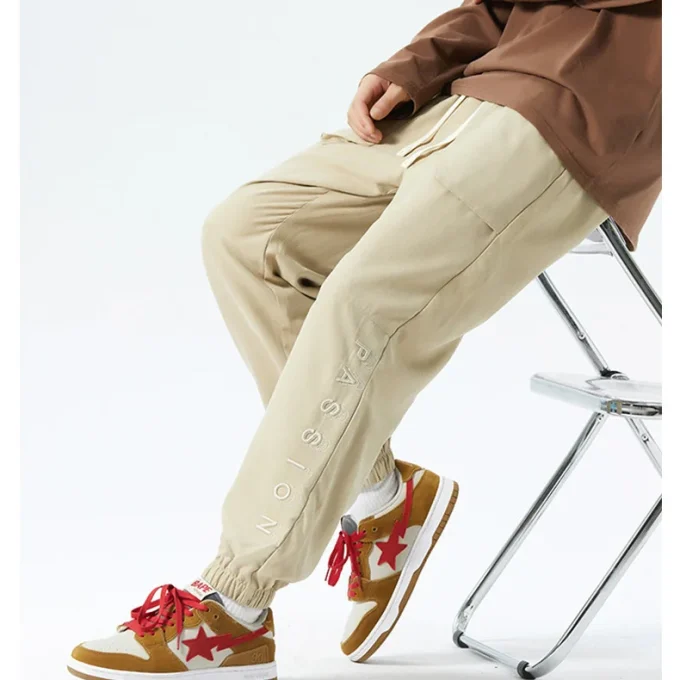 3D Embroidered Nylon Track Trousers Men's Corduroy Pants