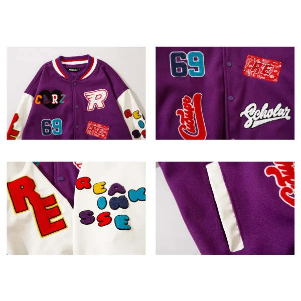 2025 New Design Jacket Embroidered Embossed Baseball Jacket Street Style Men's Jacket - Image 6