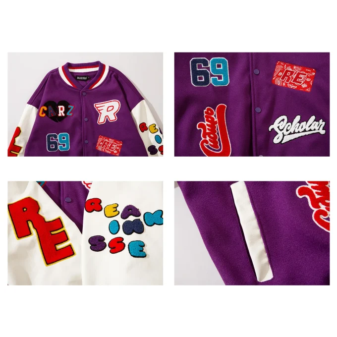 2025 New Design Jacket Embroidered Embossed Baseball Jacket Street Style Men's Jacket