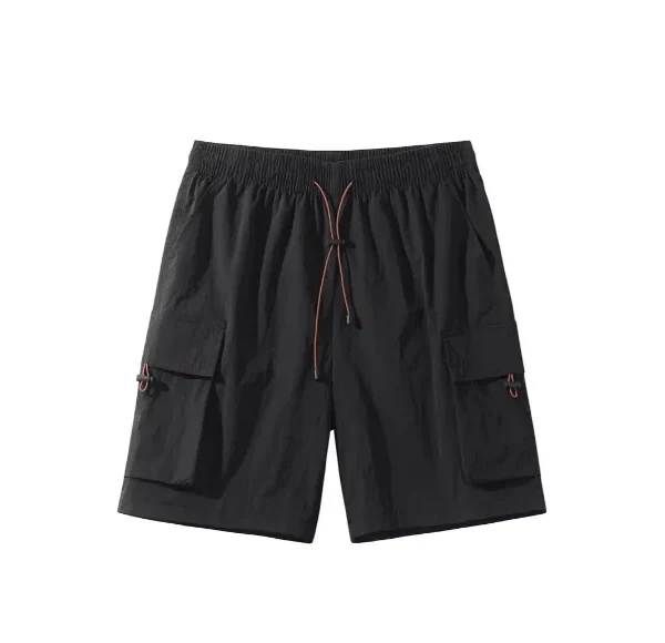 2025 Summer New Men's Casual Cargo Shorts Breathable Loose Trendy Sports Quick-Dry Five-Point Shorts Plain Dyed Woven Solid