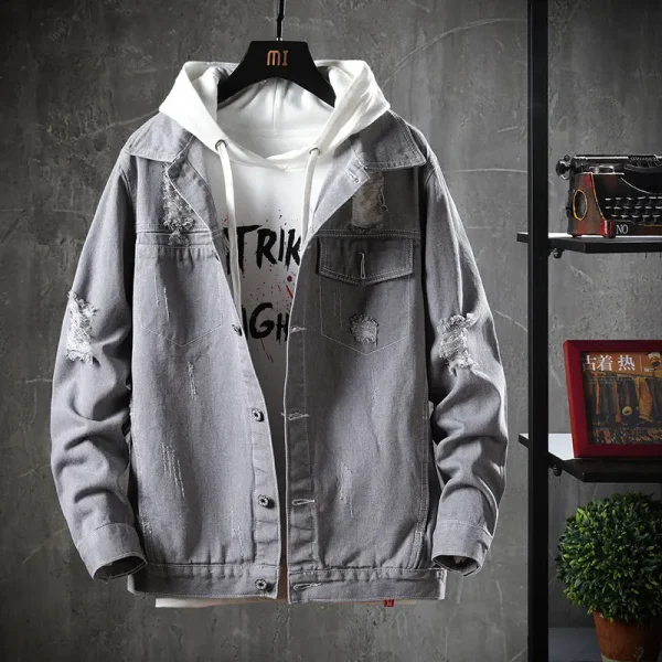 Good Quality Mens Spring Denim Jean Jacket Ripped Jean Denim Jackets for Men 2025 - Image 6