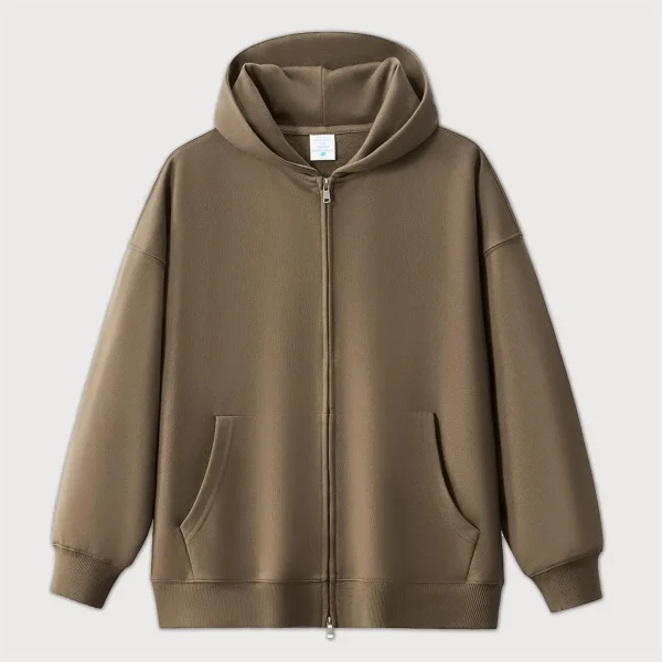 Heavy Weight 400 GSM Street Wear Solid Colors Full Zipper Men's Hoodies - Image 3