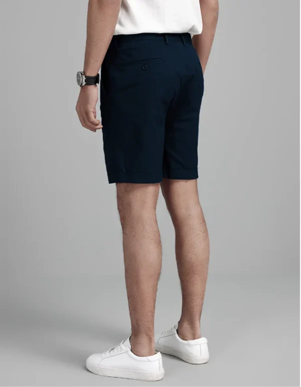 Men's Bermuda Shorts French Style Blank Navy Cotton Short Shorts - Image 4