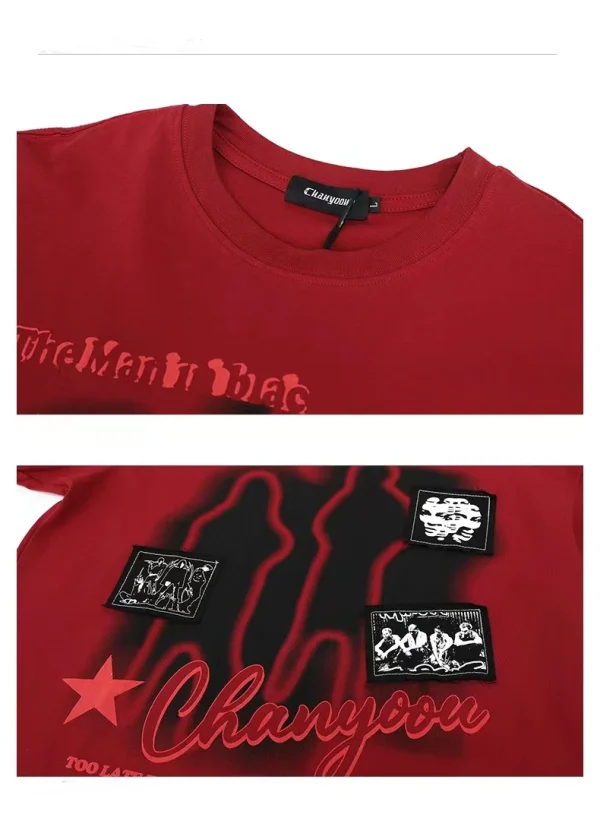 100% Cotton High Quality O-Neck Printed Letter Plus Size Men T-Shirt - Image 3