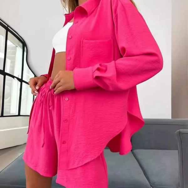 Clothing Pure Color Single-Breasted Long-Sleeved Shirt Loose Fashion Casual - Image 3