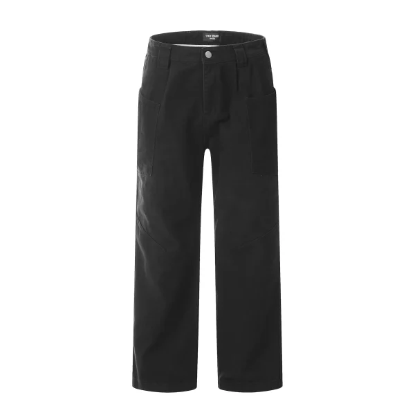 Cleanfit Niche Design Cargo Pants Loose Mid Denim Straight Jeans Maillard Pants National Trend Washed Technics Solid Waist - Image 4