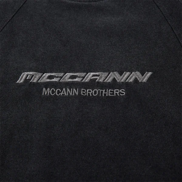 Trend Simple Embroidered Letters 100% Cotton Short Sleeved T-Shirt for Men Split Stitching Distressed Washed O-Neck T-Shirt - Image 3