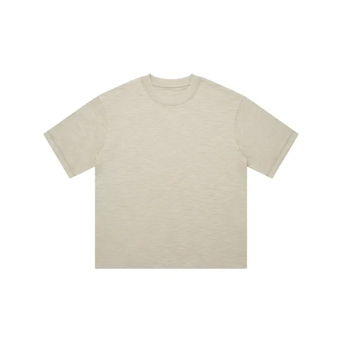 Men's Fashion Heavyweight Slub Cotton Short Sleeve T-Shirt Loose Fit Summer Solid Color 100% Cotton 300 GSM