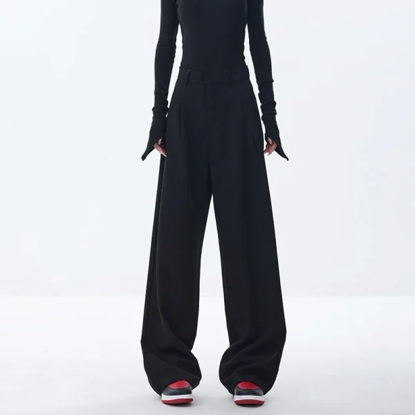 Women's Stylish Design Spring Summer Straight-Leg Trousers Sensual Draping New Arrival Wide-Leg Casual Pants Mid-High Loose - Image 5