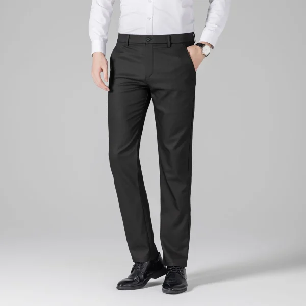 2025 High-End Men's Business Casual Pants Lyocell Cotton Straight Loose Commuter Trousers Lightweight Flat Front Style Trousers - Image 6