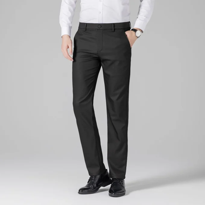 2025 High-End Men's Business Casual Pants Lyocell Cotton Straight Loose Commuter Trousers Lightweight Flat Front Style Trousers - Image 6