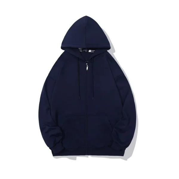 High Quality Metal Zipper Loose Oversized Hoodies Men Full Zip up Cotton Vintage Hoodies