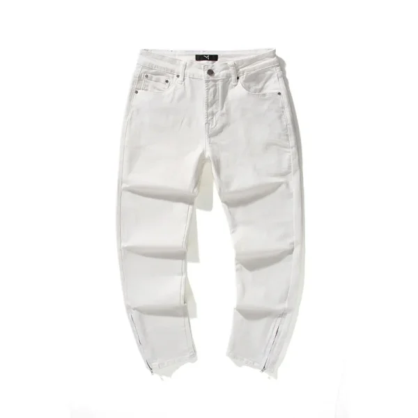 2025 New Trend High Quality Straight Leg Jeans for Men Youth Style Washed Zipper Cuff Slim Fit Casual Denim Pants - Image 6