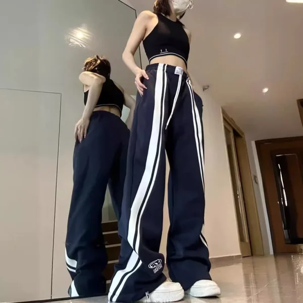 Harajuku Style Street Hip-Hop Jogging Pants Breathable High Waist Casual Loose Fit with Flat Front and Zipper Fly for Summer - Image 4