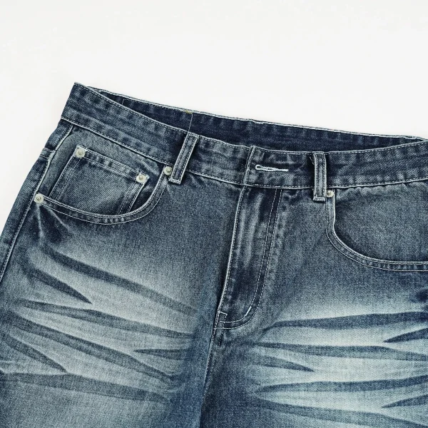 2025 Spring Summer New American Micro-Flared Trousers Men's Ins Versatile Jeans Loose Slimming Distressed Denim - Image 2