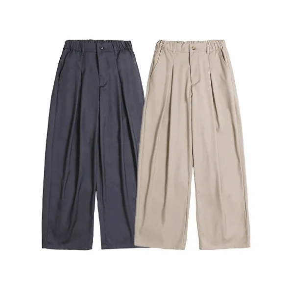 Cityboy Mid Unisex Loose Straight Pants Trendy Casual Pants Zipper Fly Solid Color Draped Wide Leg Oversized Trousers - Image 5