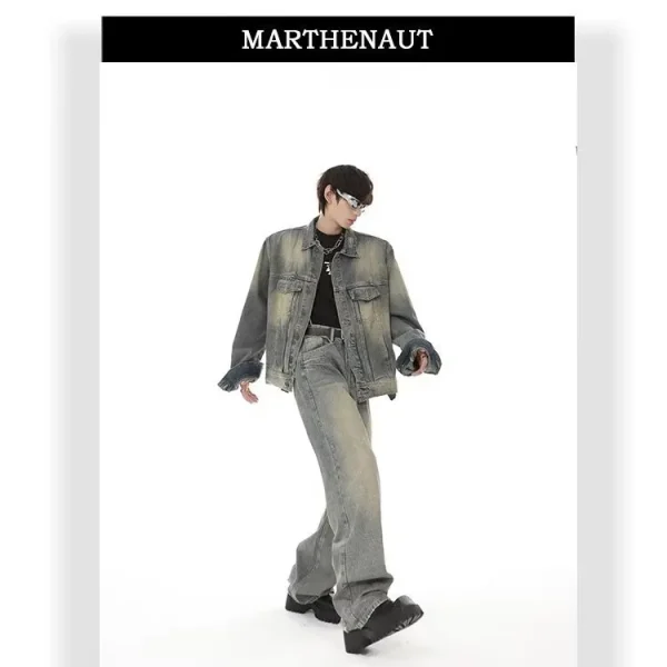 Denim Design Baggy Jeans and Denim Jackets Cleanfit Streetsuit Set Heavyweight Denim Set for Men