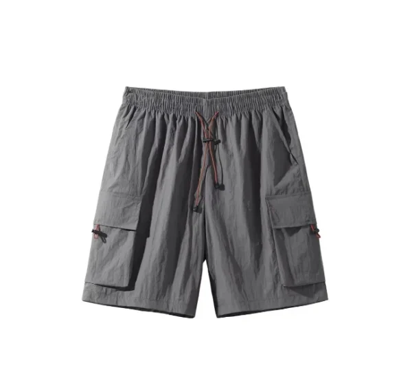 2025 Summer New Men's Casual Cargo Shorts Breathable Loose Trendy Sports Quick-Dry Five-Point Shorts Plain Dyed Woven Solid - Image 2