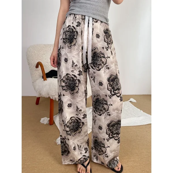 Women's New Summer  Pants Thin Wide-Leg Beach Pants Casual Walk Nine-Point Pants in Large Size - Image 2