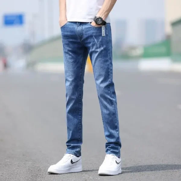 2025 Spring Summer Trendy Jeans for Men Versatile Light Color Straight Pants Casual Solid Small Feet for Everyday Use - Image 6
