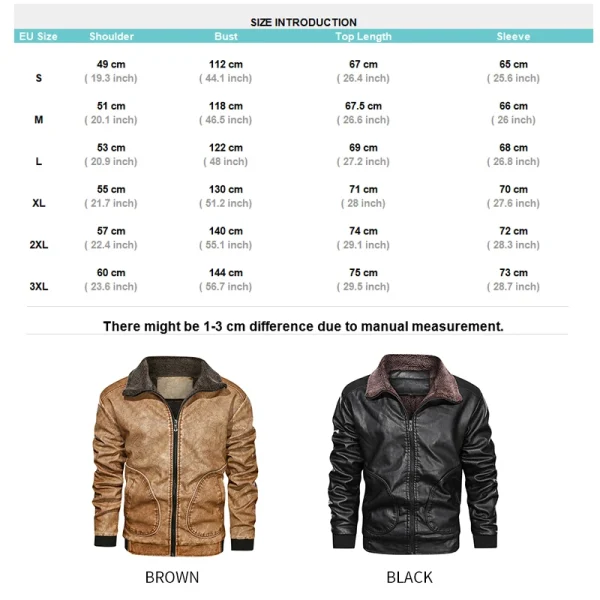 Winter Mens PU Jacket Thick Warm Men's Motorcycle Jacket New Fashion Windproof Leather Coat Fabric Vintage Canvas Male Size 3XL - Image 6
