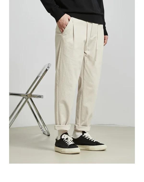 Chino Pants Men High Quality Anti-Wrinkle Corduroy Pants With Drawstring - Image 2
