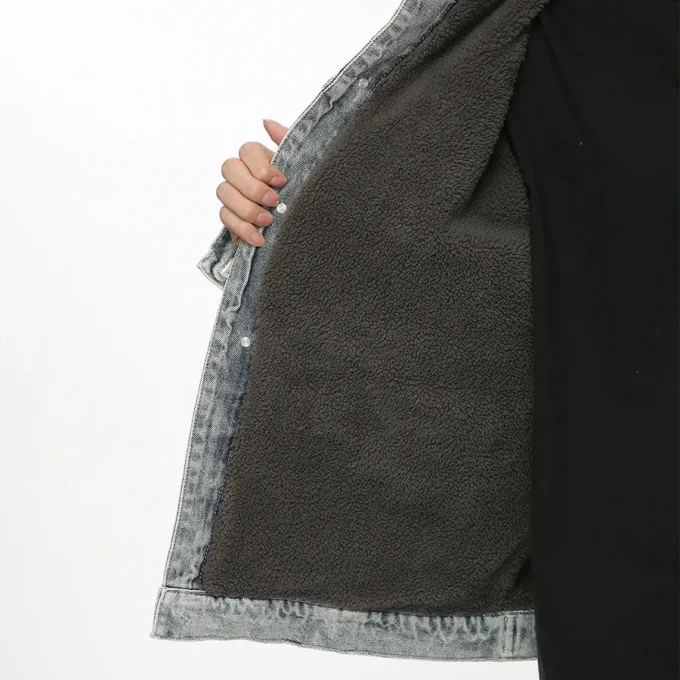 Denim Jacket Men's Winter Retro Splicing Lamb Wool Thickened Couple Style Jacket Jacket for Men