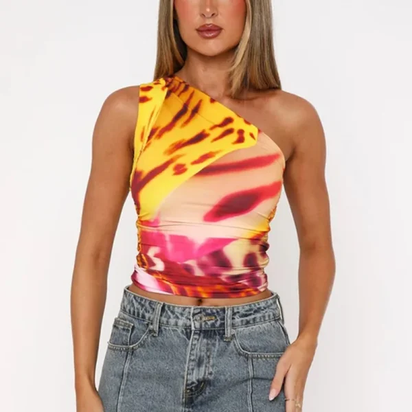 Summer New European and American Style Sexy Off-Shoulder Sleeveless Pleated Slimming Women's Bralette Camisole - Image 3