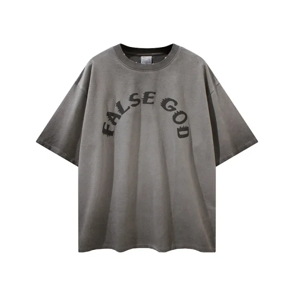 Vintage Gradient Colors Puff Print Short-sleeved T-shirt